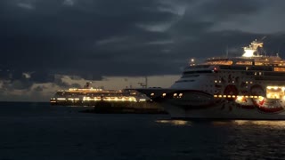 Volendam and Norwegian Sun Cruise Ship arrival Ponta Delgada Azores Portugal - 12.11.2022