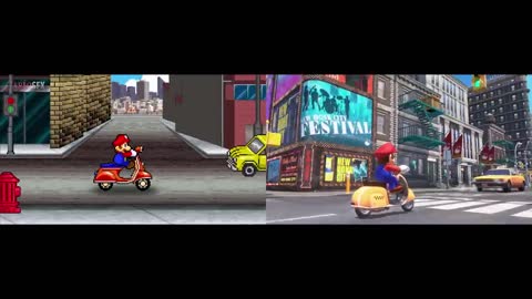 comparison Super Mario Odyssey Trailer 2 Retro Pixels Version