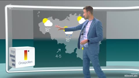 VRT 1 (Belgium) - The Weather with Bram Verbruggen (16th June 2024) (English dubbed)