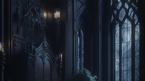 Dark Gothic Interior | Black Interior | Victorian Gothic | Digital Art | AI Art #gothicinterior
