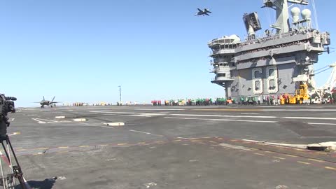 F-35C Completes First Arrested Landing aboard Aircraft Carrier