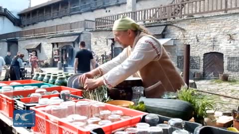 Summer food festival in Medieval castle in Estonia