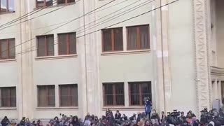 Local residents gather in front of the #Georgian parliament