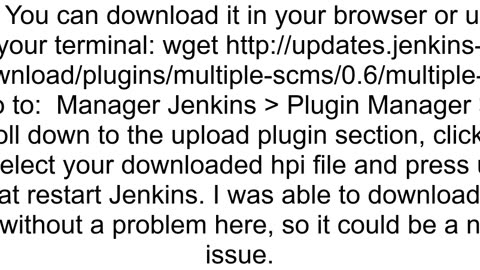 jenkins cannot download and install plugin multiple scm connection time out