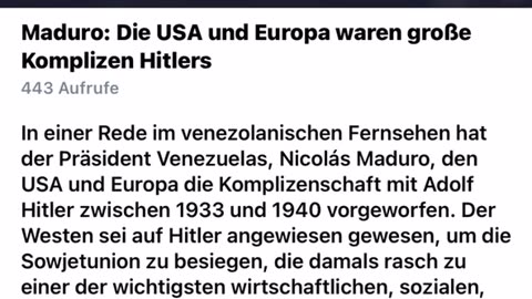 Maduro: die USA und Europa waren große Komplizen Hitlers!