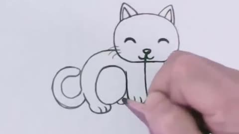 Very Easy! How to turn Words Cat Into a Cartoon Cat. (Wordtoons) learning step by step for KIDS