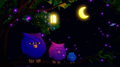 3 Sleepy Owls & Lullaby for Babies to go Sleep 10 Hours Dark Screen