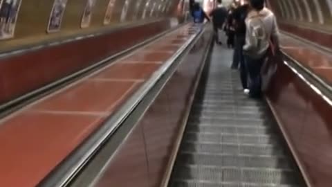 Escalator Slide in Prague Metro Station