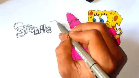 How to Draw and Color,SpongeBob SquarePants Easily and Simple Using Color Markers