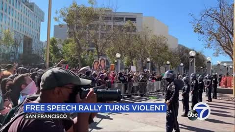 Joe Bidens goons close down free speech rally in San Francisco