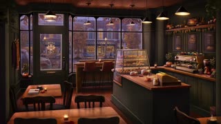 Coffee Shop + Relaxing Jazz Music and Rain Sounds | Autumn Morning Cafe Ambience