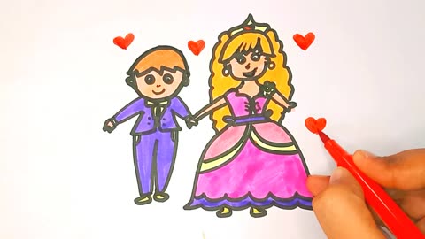 Cute Couple Drawing Easy _ The Wedding & Makeup Tools Drawing _ My Magical Colours