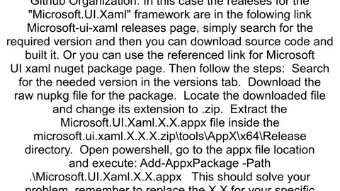 How Install Specific Version Of MicrosoftUIXaml