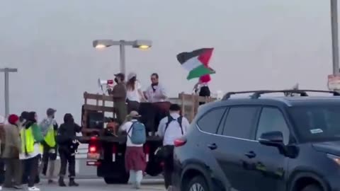 🚨 WARNING: Pro-Palestinian protesters blocked the entrance airport #Los Angeles #California