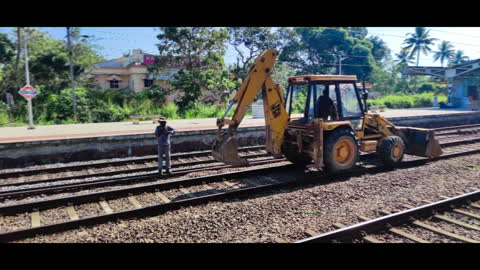 JCB Running on Railway Track