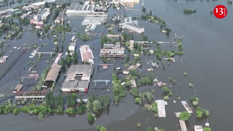 Flood waters begin to subside in Kherson but most of city still submerged, drone footage shows