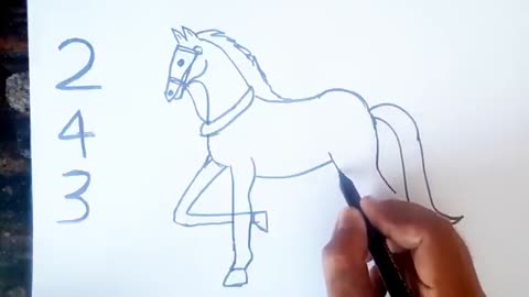 Horse Drawing from 243 Number // Easy Horse Drawing // Number Turns into Drawing