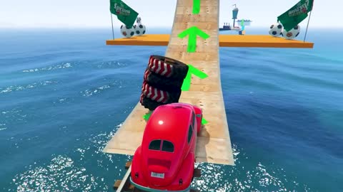 GTA V New Epic Parkour Race For Car Racing Challenge by Cars and Motorcycle, Founded Spider Shark9