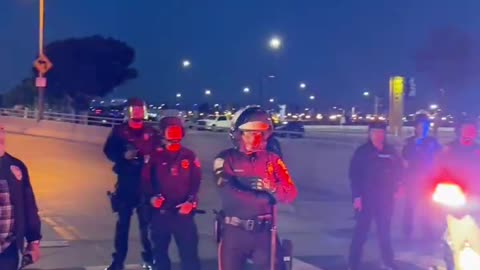 Pro-Palestinian demonstrators and police face off near LAX