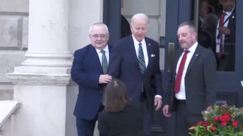 Irish President Moves Joe Biden Around Before Photograph
