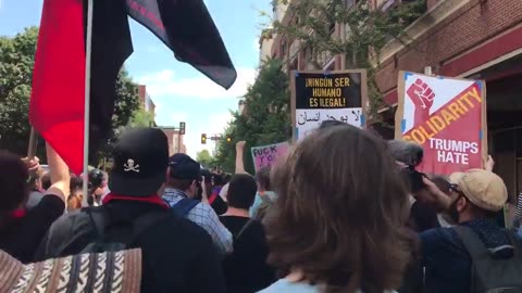 Aug 12 2017 Charlottesville 2.9 Antifa marching and chanting after getting the event shut down