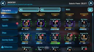 Star Wars Galaxy of Heroes F2P week 6 Full Palpatine Unlock and Thrawn Journey begins.