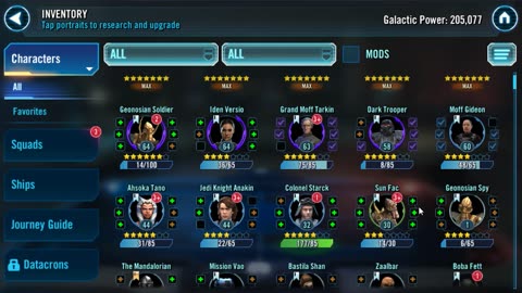 Star Wars Galaxy of Heroes F2P week 6 Full Palpatine Unlock and Thrawn Journey begins.