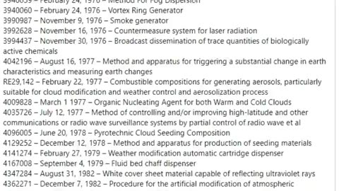 Geoengineering patents since 100 years back