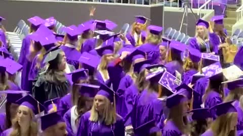 Masks Mostly Absent from Nursing School Graduation