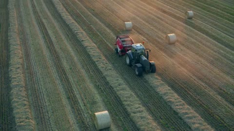 Tractor Baling Straw