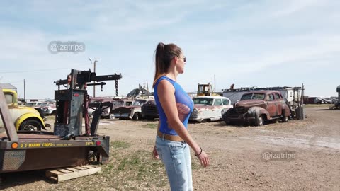 NO BRA see through blouse Cadillac Ranch Texas Route 66 _1080p