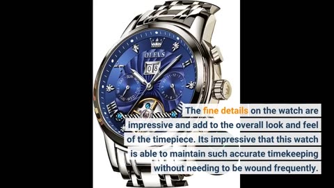OLEVS Self Winding Watches for Men Automatic Mechanical Dress Tourbillon Stainless Steel Dual Calend