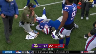 Josh Allen throws redzone INT and gets shaken up(1)