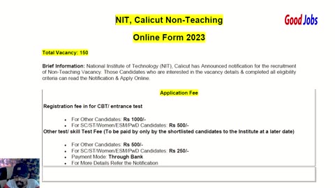 NIT, Calicut Non-Teaching Post 150