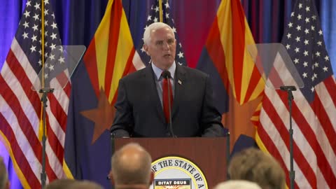 Former Vice President Mike Pence delivers a public policy address on border security issues