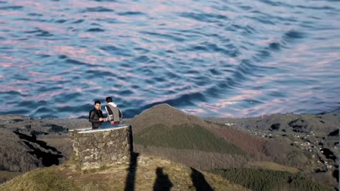 In River with mountain