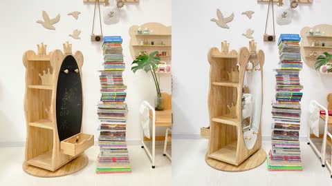 360° Rotating Bookshelf for Kid Bear Multi Floor Standing Storage shelf