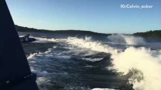 Water ski front flip wipeout