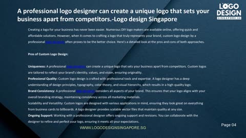 A professional logo designer can create a unique logo that sets your business