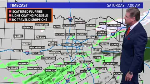 Snow flurries coming with cold front in North Texas overnight Friday