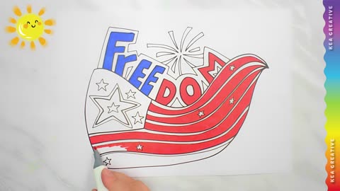 Freedom American Flag - How to color Freedom American Flag - @KeaCreative2