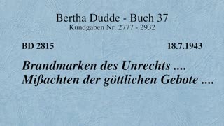 BD 2815 - BRANDMARKEN DES UNRECHTS .... MISSACHTEN DER GÖTTLICHEN GEBOTE ....