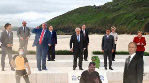 Trump gatecrashes G7 summit...Featuring Putin and Pepe...