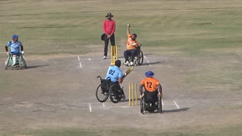 Great Fifty knock out by sahil wheel chair cricket