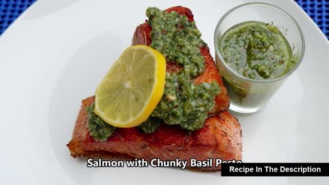 Keto Recipes - Salmon with Chunky Basil Pesto