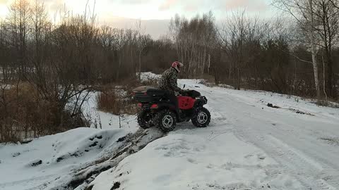 Winter quad biking with my son.