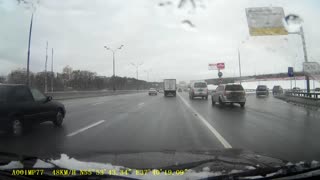 Rainy Day Car Crash in Moscow