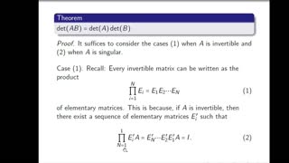 Determinants of a Product of Matrices