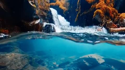 Beautiful waterfall and clear water