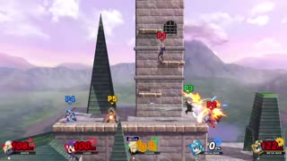 Sheik and Luigi vs Cloud vs Mega Man vs Mega Man on Hyrule Castle (Super Smash Bros Ultimate)